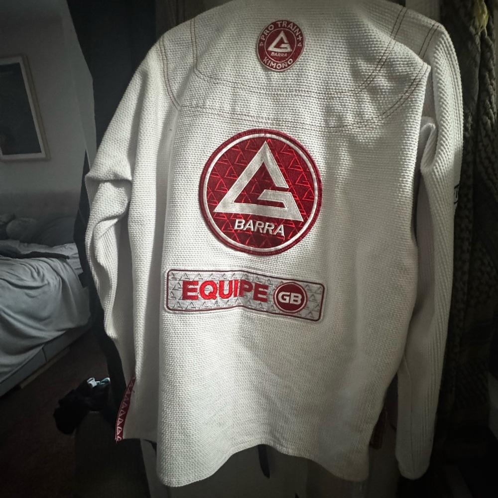Storm White Gi with Gracie Barra patches, pants and jacket A3